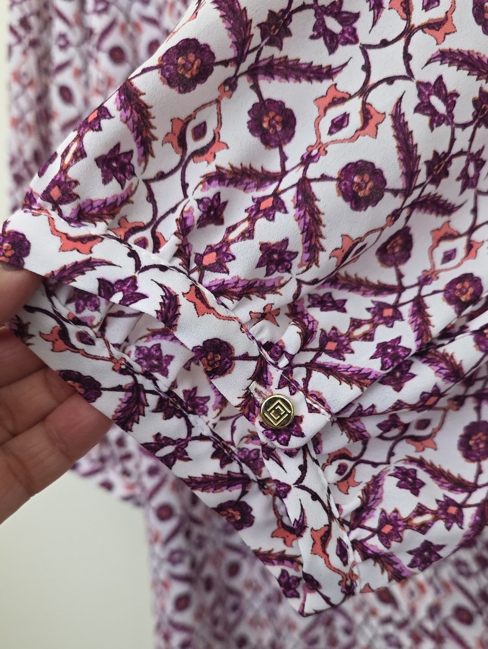 Liz Claiborne Floral Top White, Wine, Orange, Pink & White Pullover V-Neck XXL - Picture 7 of 12